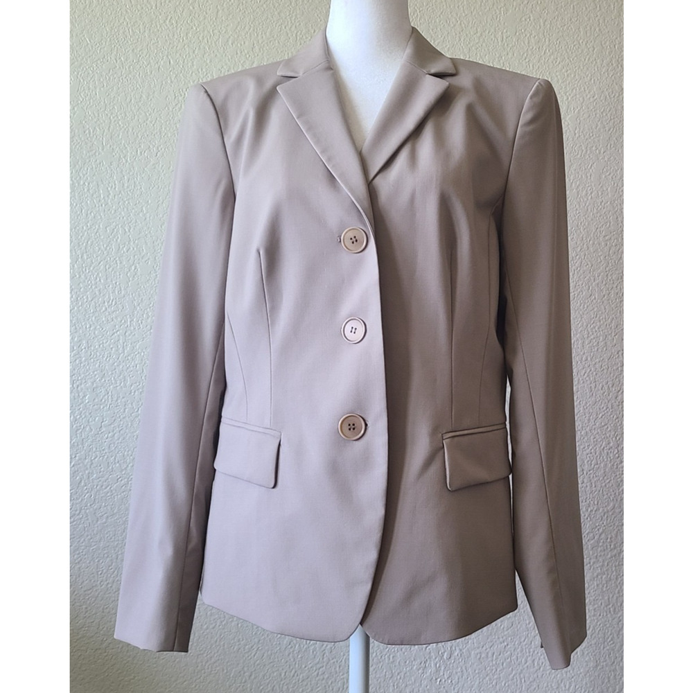 Lafayette 148 Wool Women's Blazer Jacket 6 Beige Lined Business Neutral Luxury‎